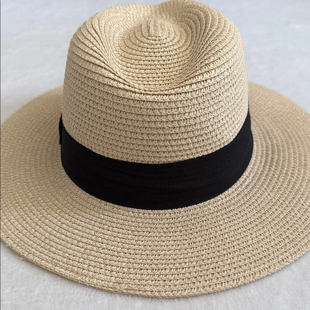 {NWT} American Hat Makers | Afternoon Fedora Handmade Straw Hat Cream/Black (MD) - Picture 10 of 16